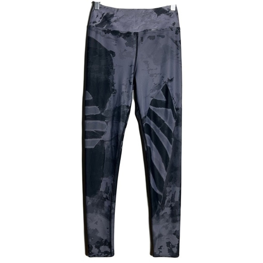 Wear AM Pants Womens Medium Gray Black Watercolor‎ L’Attitude Legging Athleisure